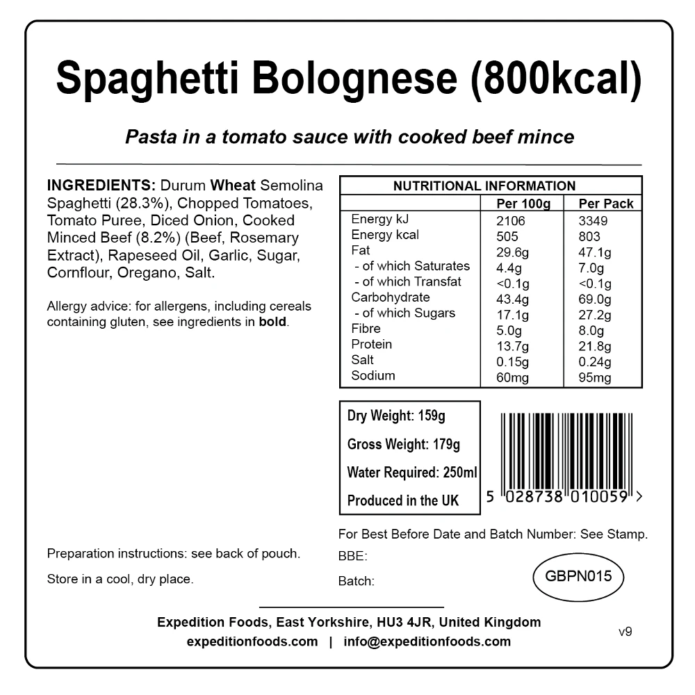 Expedition Foods Spaghetti Carbonara (800kcal) 5 Expedition Foods Spaghetti Carbonara (800kcal) - Image 3