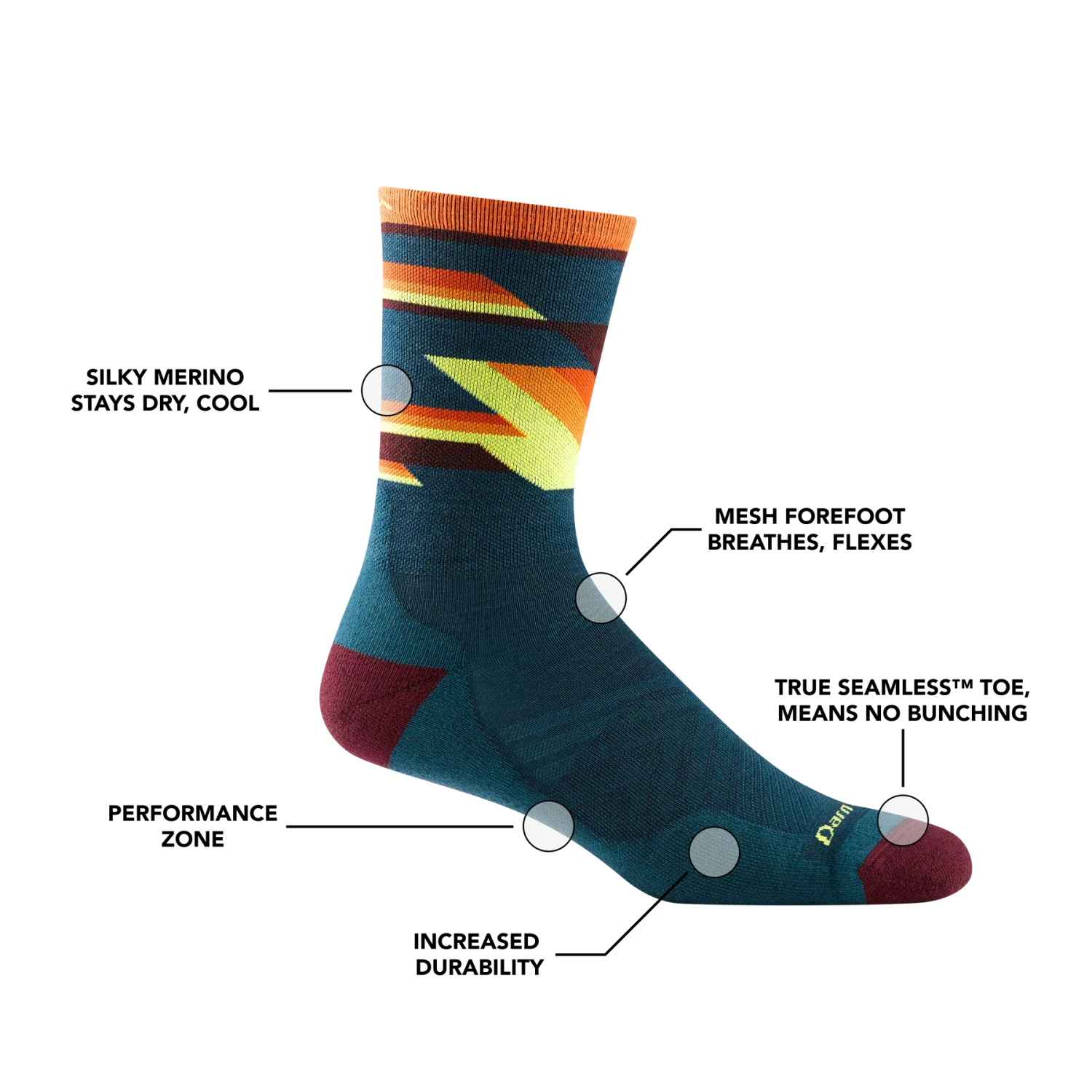 Darn Tough Men's Bolt Micro Crew Ultra-Lightweight Running Sock 6 Darn Tough Men's Bolt Micro Crew Ultra-Lightweight Running Sock - Image 4